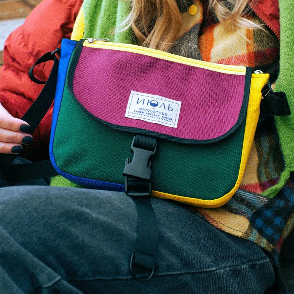 Сумка iyulstore Square Color block бордово-зелёная - фото 17