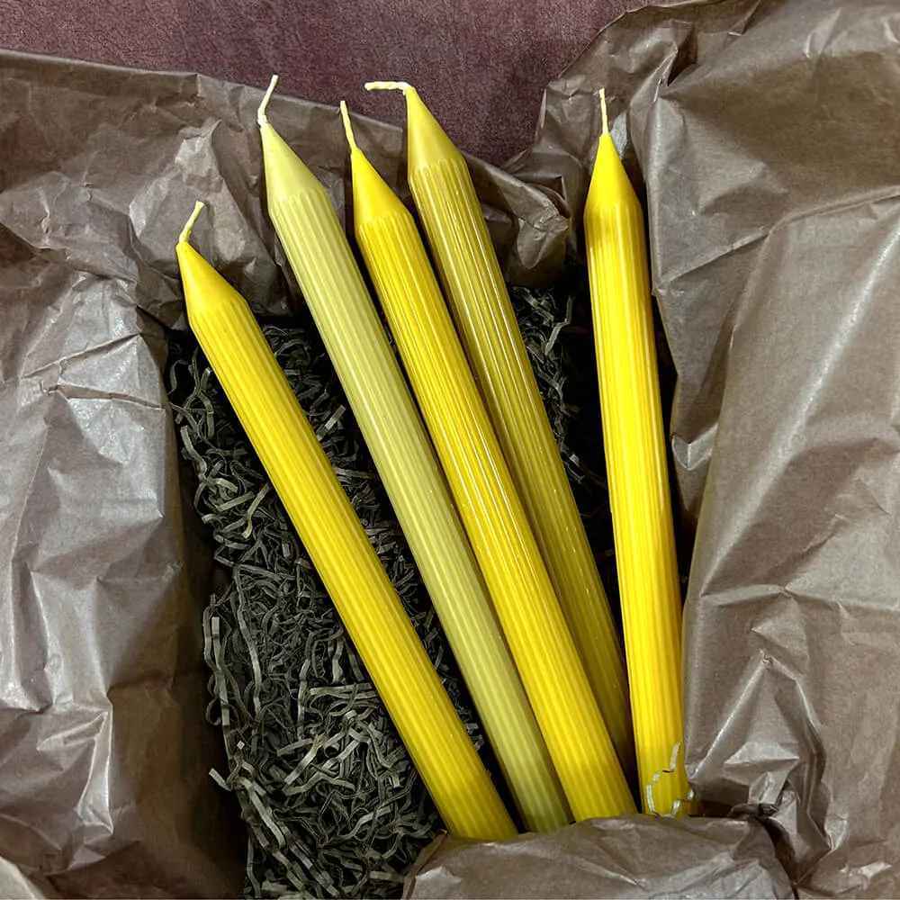 Рифленая столовая свеча из пчелиного воска - набор 5 шт - фото 10