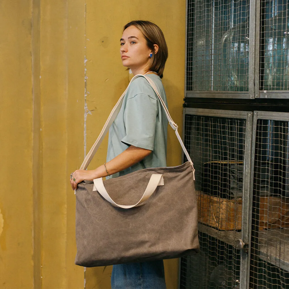 Сумка-тоут Friend Function из канваса серая - фото 3