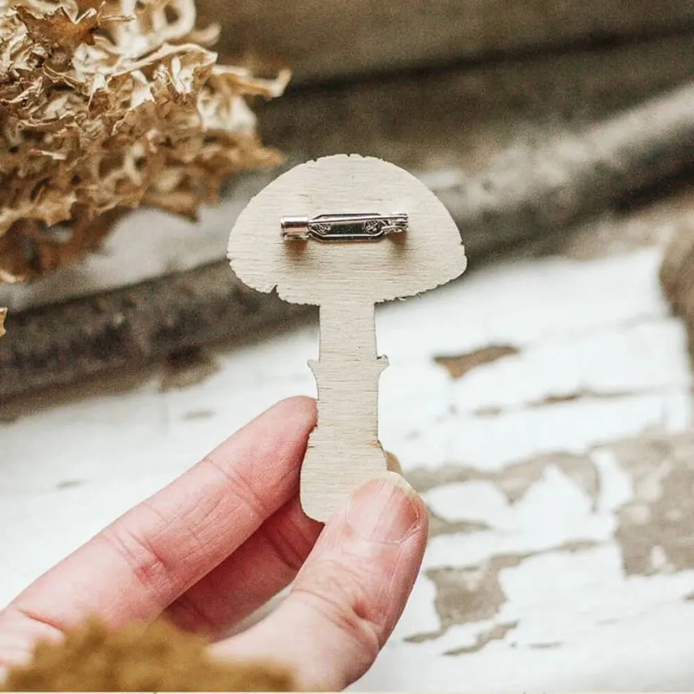 Деревянная брошка PlantMyBones Гриб-зонтик - фото 4