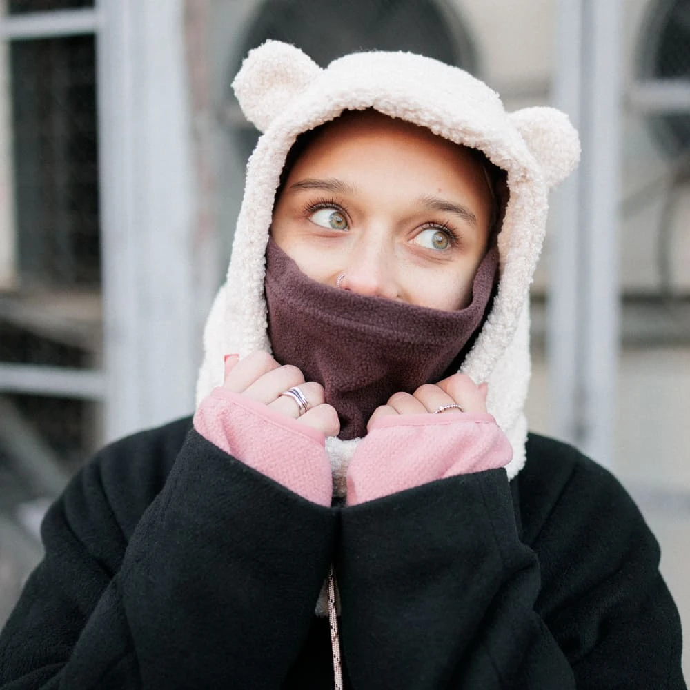 Капюшон Friend Function барашковый молочный с ушками - фото 1