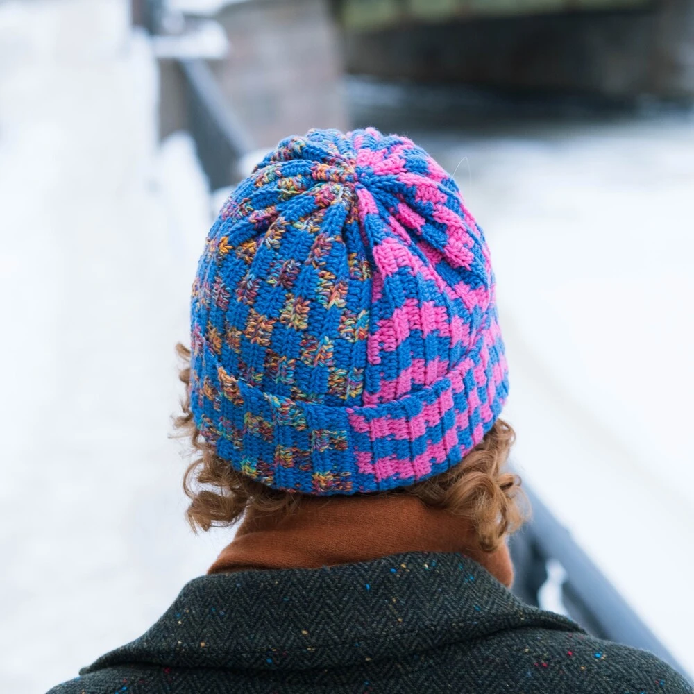 Шапка-бини Jacob Cro Twins Blue Pink melange - фото 4