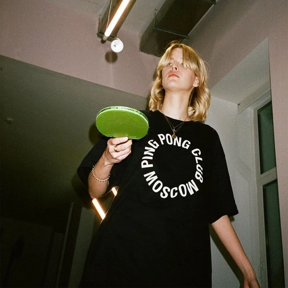 Футболка Ping Pong Club Moscow Big Logo черная женская - фото 4
