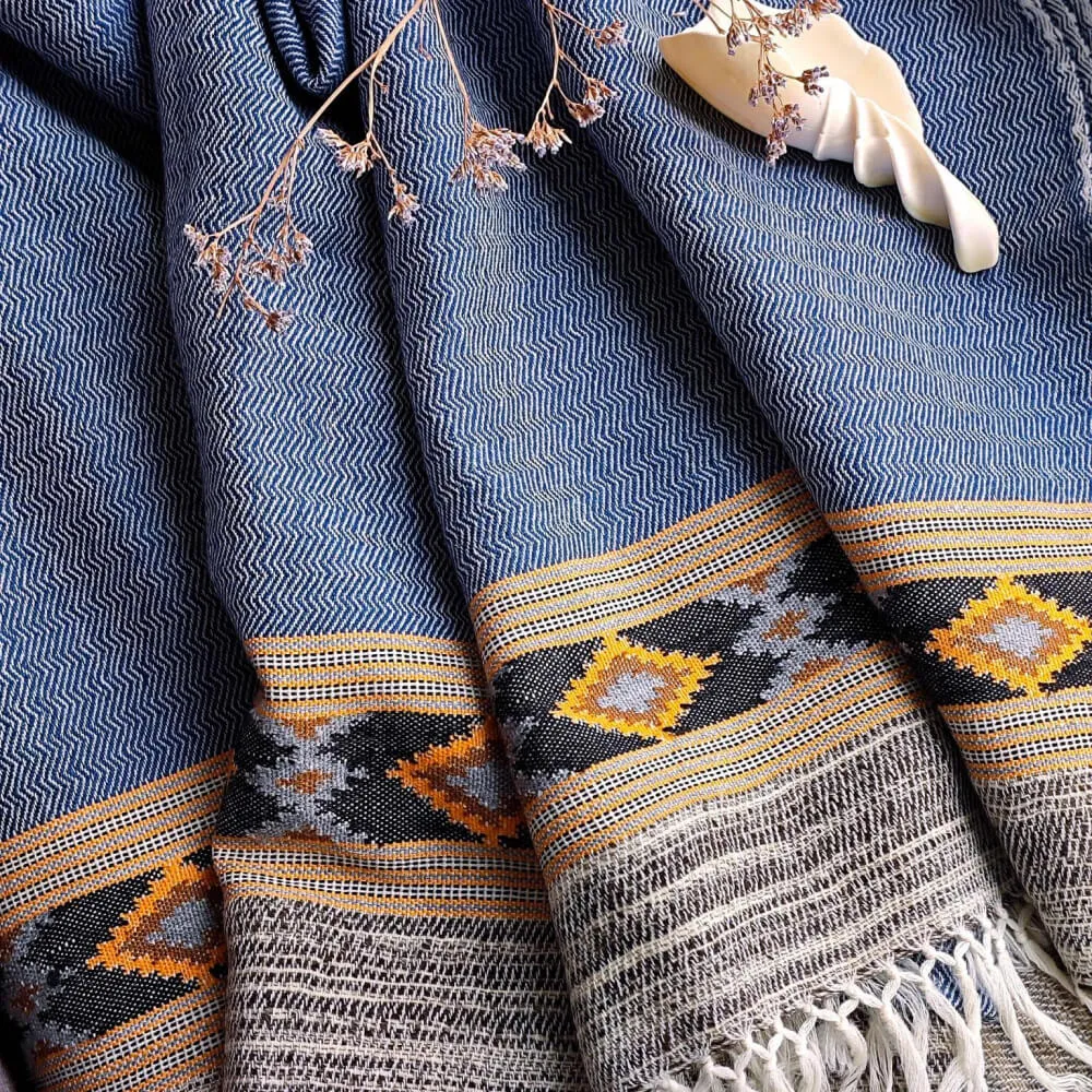 Большой шерстяной шарф Blue Melange Frost Folk - фото 3