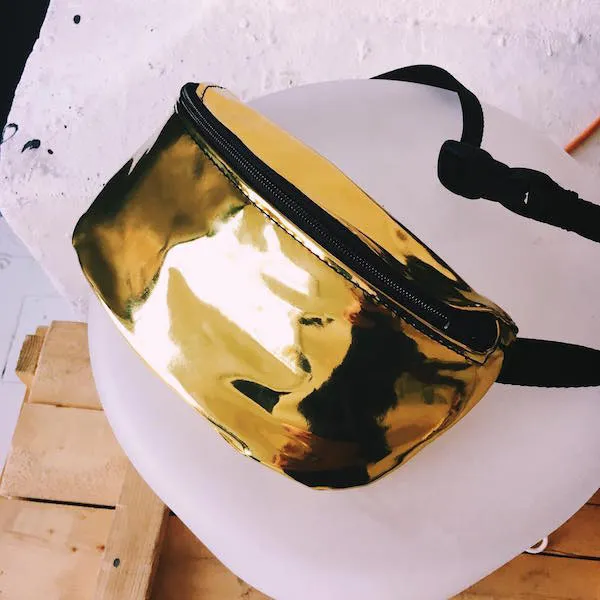 Сумка на пояс Nikita Gruzovik золотая зеркальная - фото 1