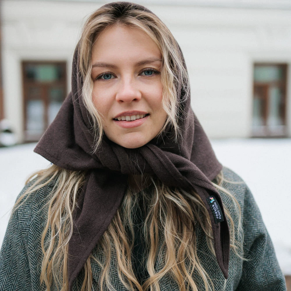 Косынка Friend Function шерстяная и горько-шоколадная - фото 1