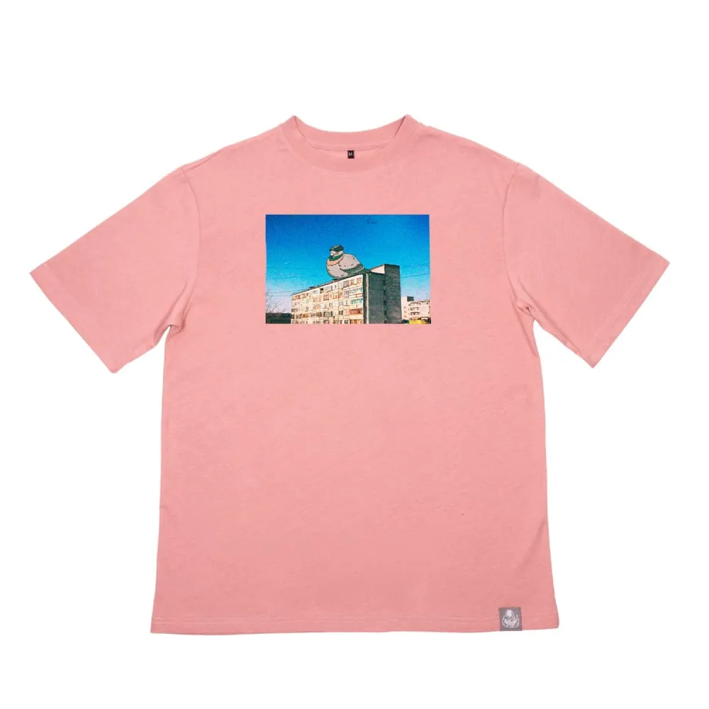 Оверсайз футболка Barking Store Курлык мужская пепельно-розовая - фото 1