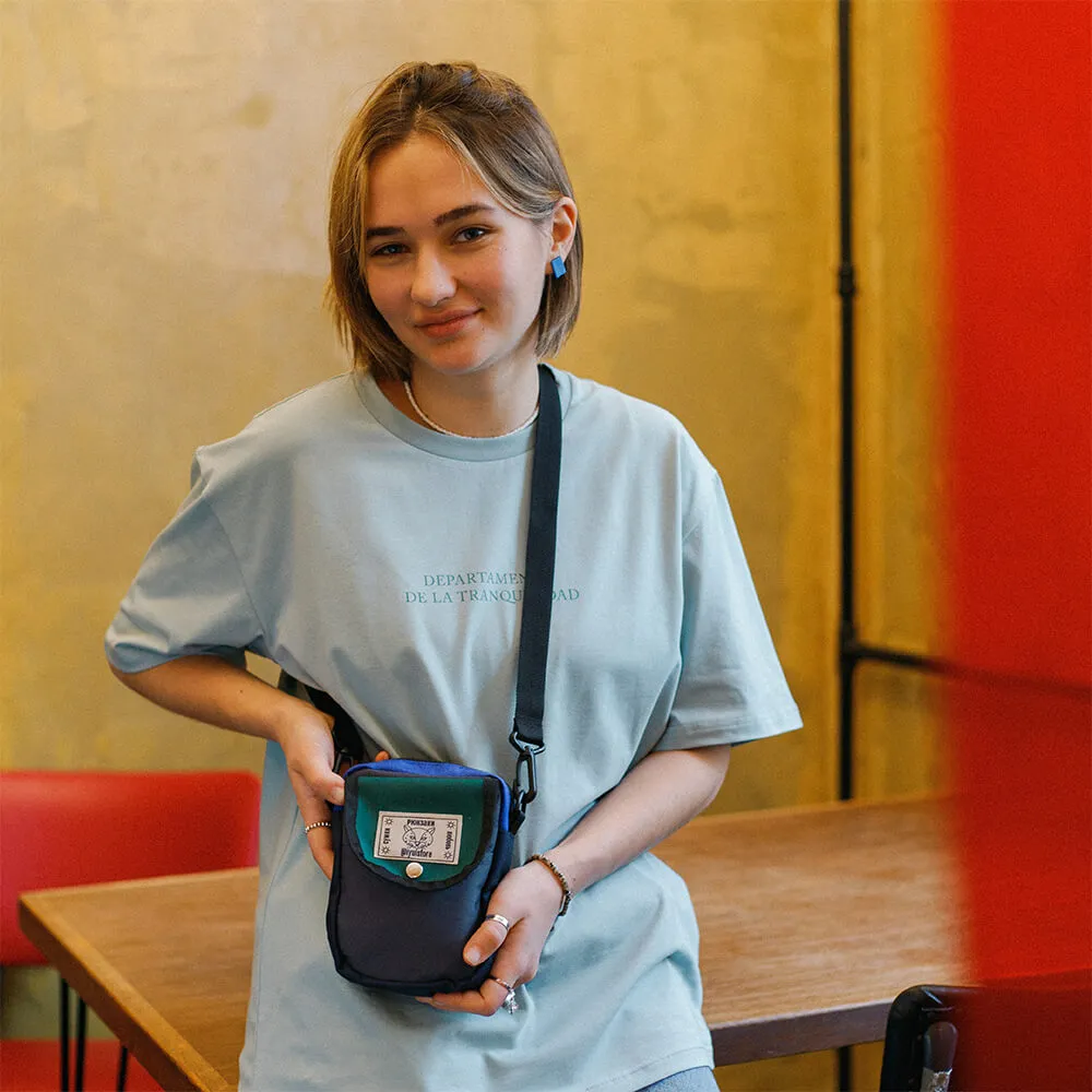 Мини сумка iyulstore серо-сине-зеленая - фото 2