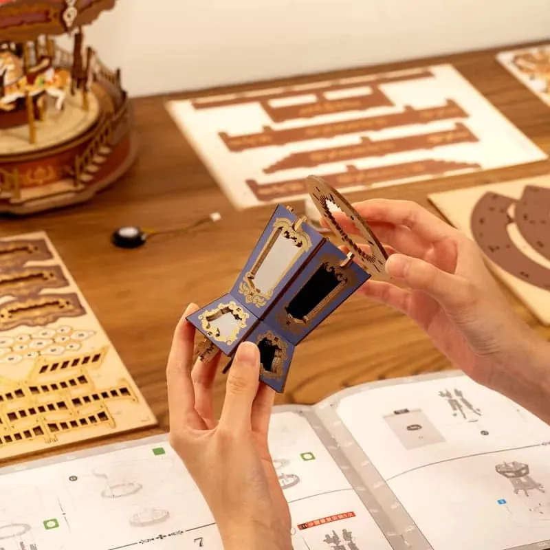 3D-пазл + музыкальная шкатулка Robotime Классическая карусель - фото 12