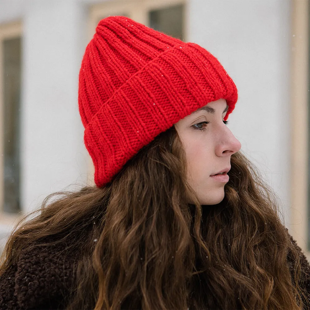 Шапка шерстяная Friend Function Крупной Вязки Красная - фото 2