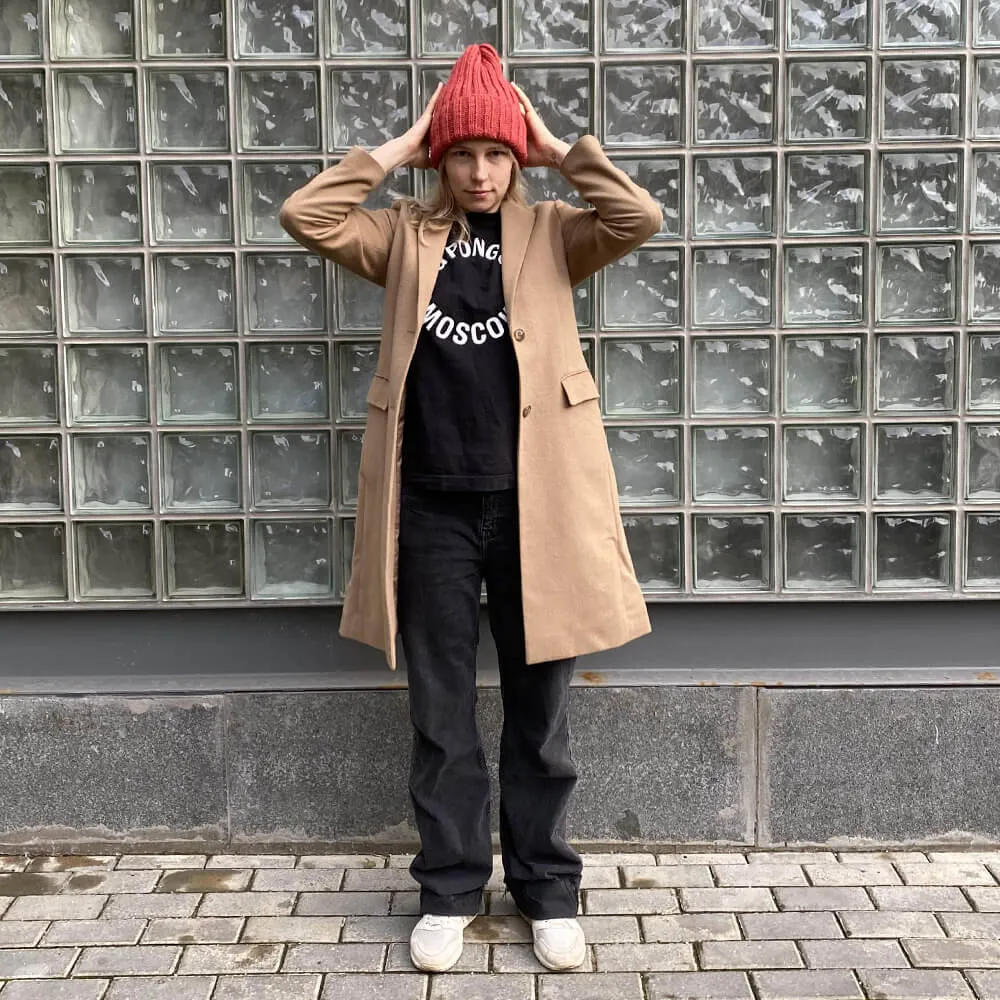 Шапка шерстяная Friend Function Крупной Вязки Коралловая - фото 2