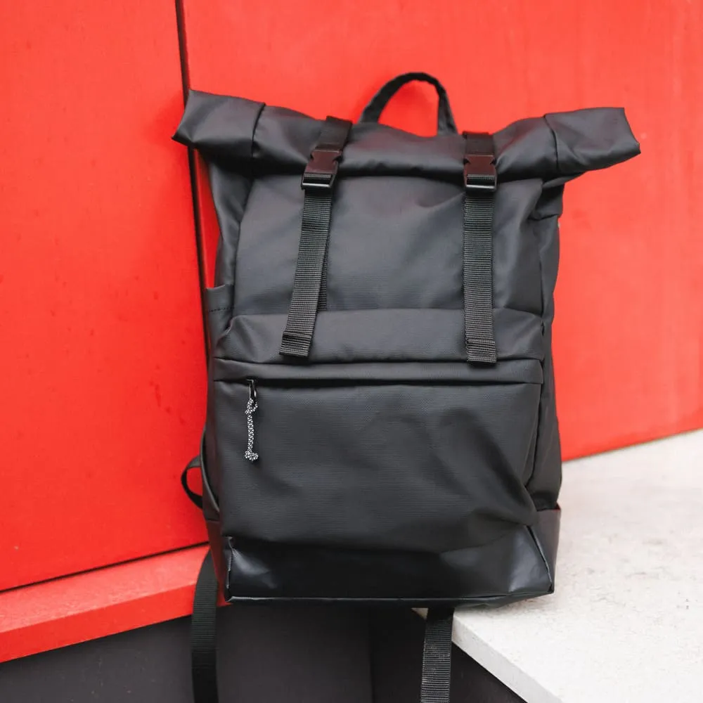 Большой рюкзак-роллтоп Friend Function прорезиненный черный - фото 5