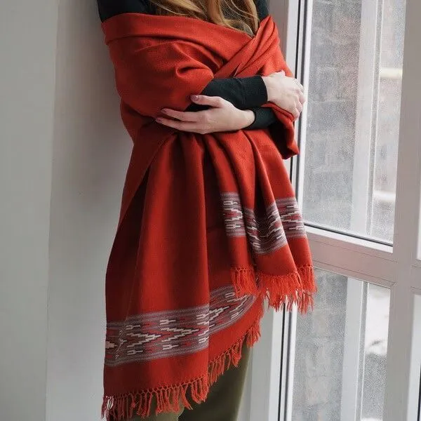 Большой шерстяной шарф Terracota Folk - фото 1