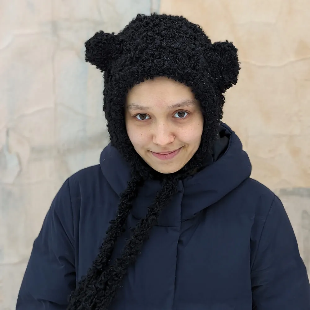 Шапка с ушками CHECK YA HEAD шерстяная черная 2358 - фото 4