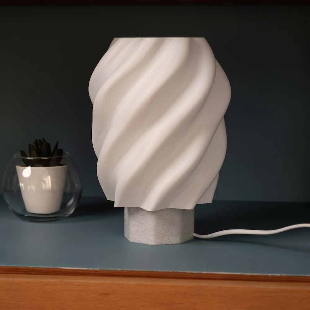 Светильник Mana Fabric Ива на белой подставке - фото 4