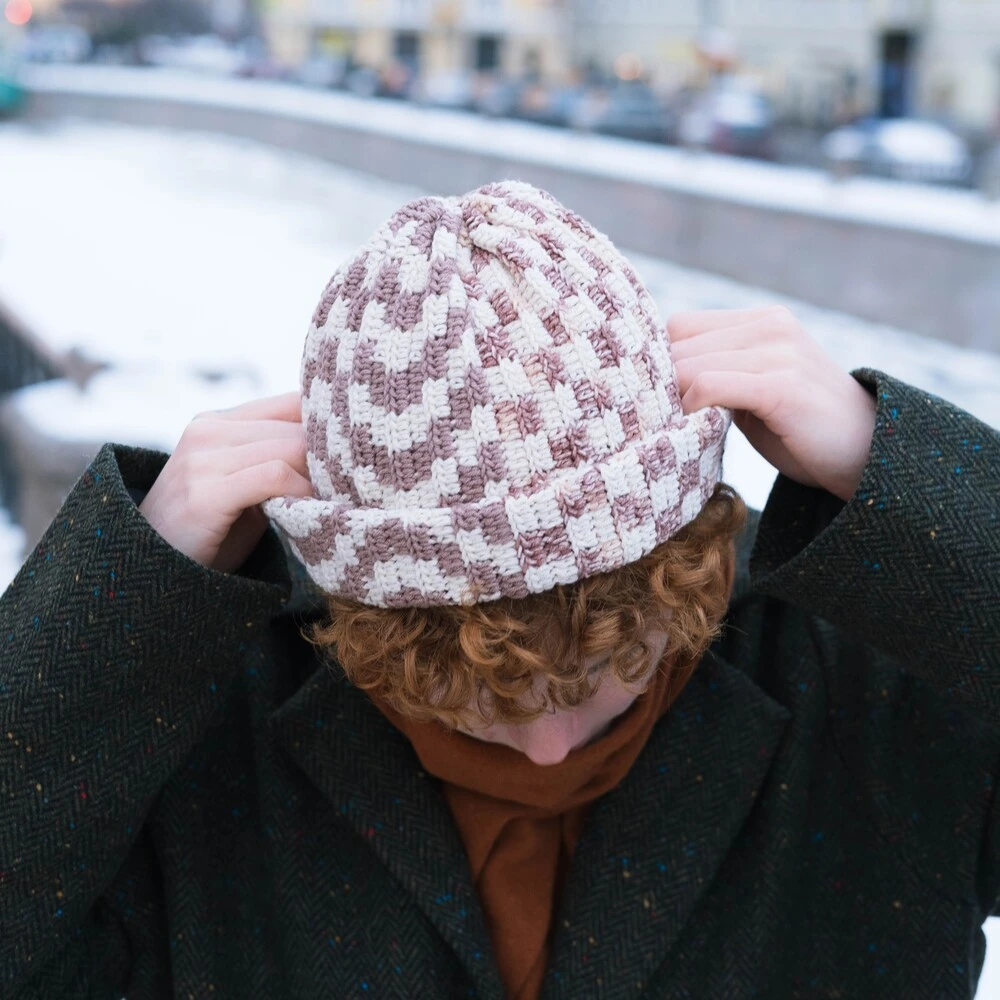 Шапка-бини Jacob Cro Twins Brown melange - фото 4