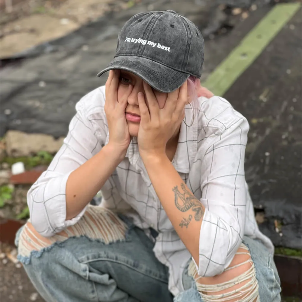 Бейсболка Faded с вышивкой i'm trying my best - фото 2