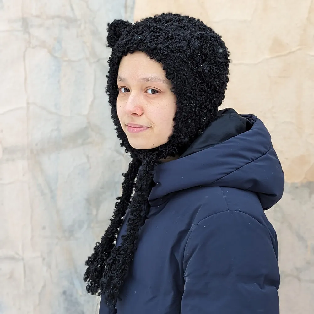 Шапка с ушками CHECK YA HEAD шерстяная черная 2358 - фото 2