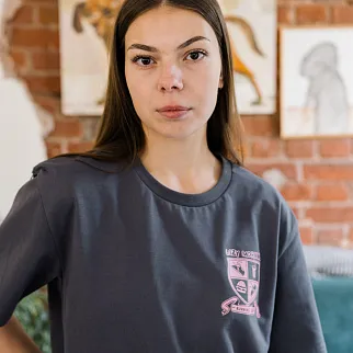 Футболка Friend Function Lazy Morning Running Club серая оверсайз