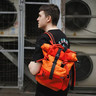 Рюкзак-роллтоп Domashka дутый оранжевый