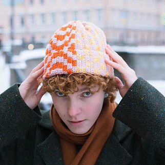 Шапка-бини Jacob Cro Twins Pink Red Yellow melange