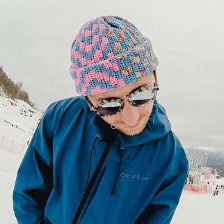 Шапка-бини Jacob Cro Twins Blue Pink melange