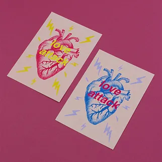 Открытка O Paper Paper Heart attack голубая