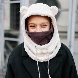 Капюшон Friend Function барашковый молочный с ушками