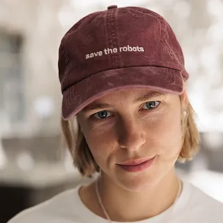 Кепка Friend Function save the robots вишневая со светонакопительной нитью