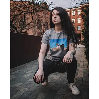 Футболка Barking Store Курлык мужская серая