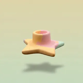 Подсвечник из гипса Звездочка разноцветная