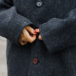 Пальто Friend Function синее с цветной крапинкой (50% шерсть)