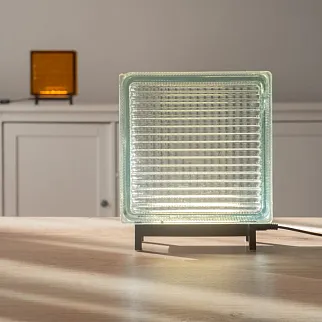 Светильник-стеклоблок голубой