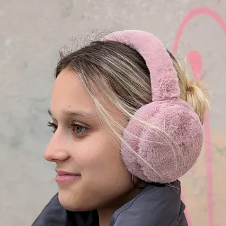 Теплые наушники розовые