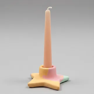 Подсвечник из гипса Звездочка разноцветная