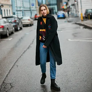 Рабочий халат Friend Function черный с котом