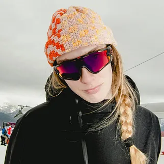 Шапка-бини Jacob Cro Twins Pink Red Yellow melange