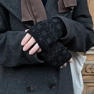 Митенки CHECK YA HEAD шерстяные черный меланж 2331