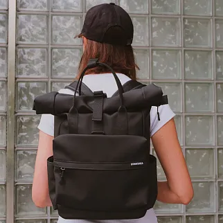 Рюкзак-роллтоп Domashka черный кожзам