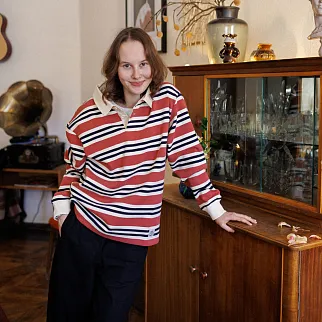 Регбийка МЕЧ RUGBY SHIRT Cream/Coral/Black