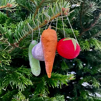 Ватная елочная игрушка - Набор овощей (4 шт)