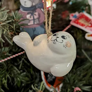 Керамическая ёлочная игрушка Нерпа
