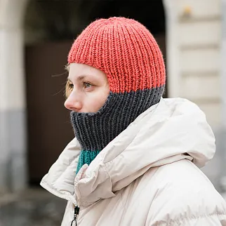 Балаклава Friend Function трехцветная коралл-графит-бирюза