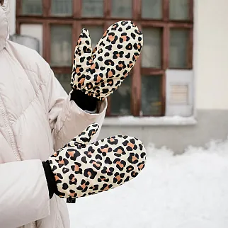 Дутые варежки Friend Function леопардовые