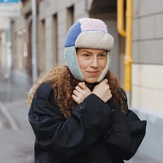Ушанка барашковая Friend Function пастельный колорблок