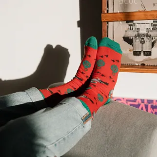 Новогодние носки Friend Function Голуби красные 36-40