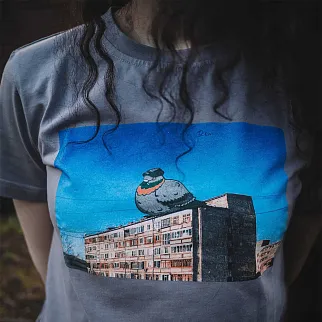 Футболка Barking Store Курлык мужская серая