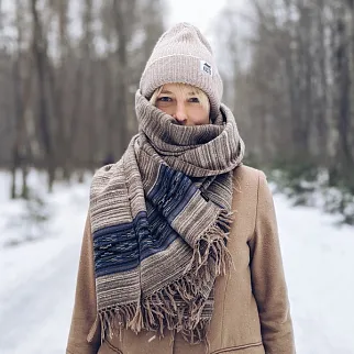 Большой шерстяной шарф Grey Melange Forest Folk