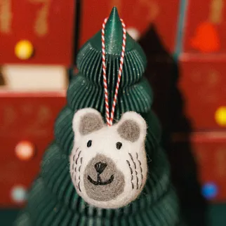 Игрушка на елку из шерсти Медведь небритый