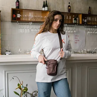 Мини-сумка через плечо SHU рипстоп коричневая